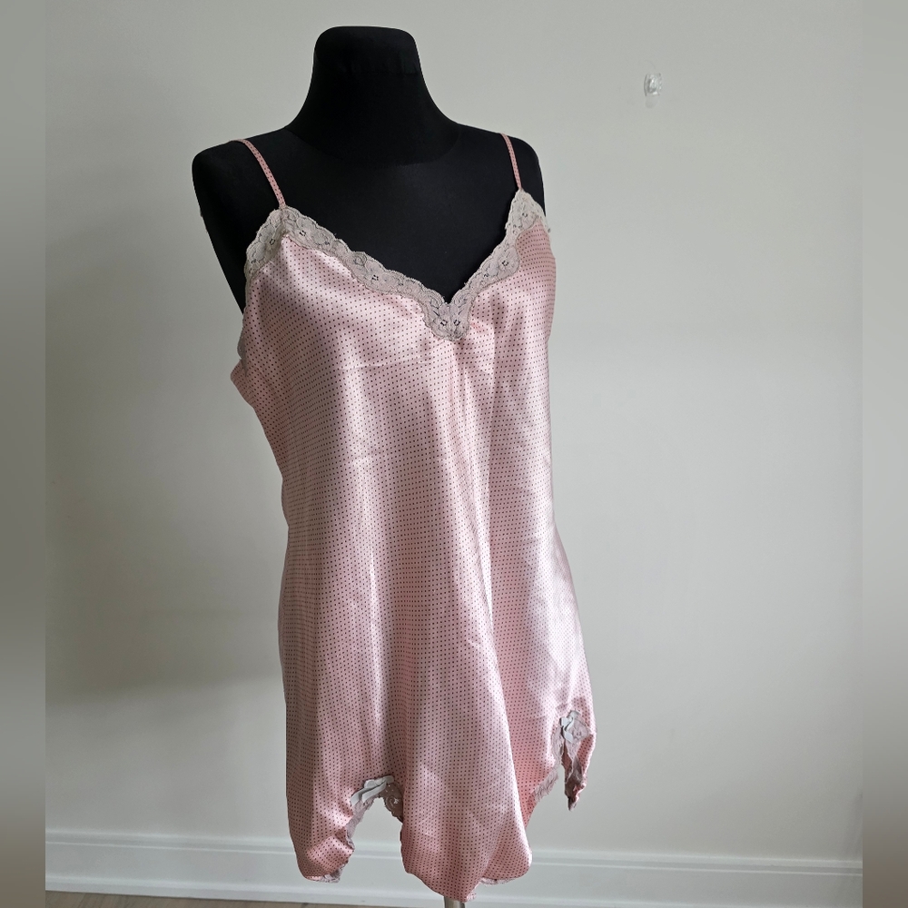 La SENZA Pink Polka Dot Satin Chemise   UK 16 Or L